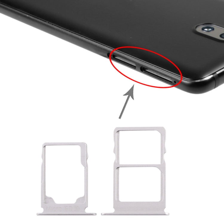 SIM Card Tray Set with Micro SD Card Tray for Nokia 3.1 (White)