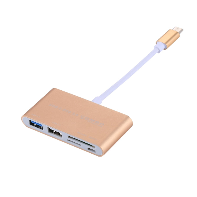 5-in-1 Gold OTG Combo Adapter Card Reader for Tablet, Smartphone, PC