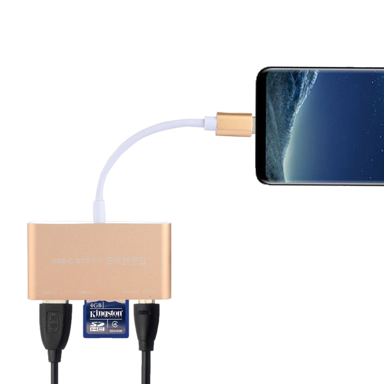 5-in-1 Gold OTG Combo Adapter Card Reader for Tablet, Smartphone, PC