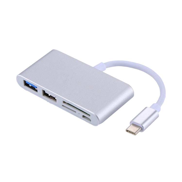 5 in 1 USB-C OTG Combo Adapter Card Reader for Tablet, Smartphone, PC (Silver)