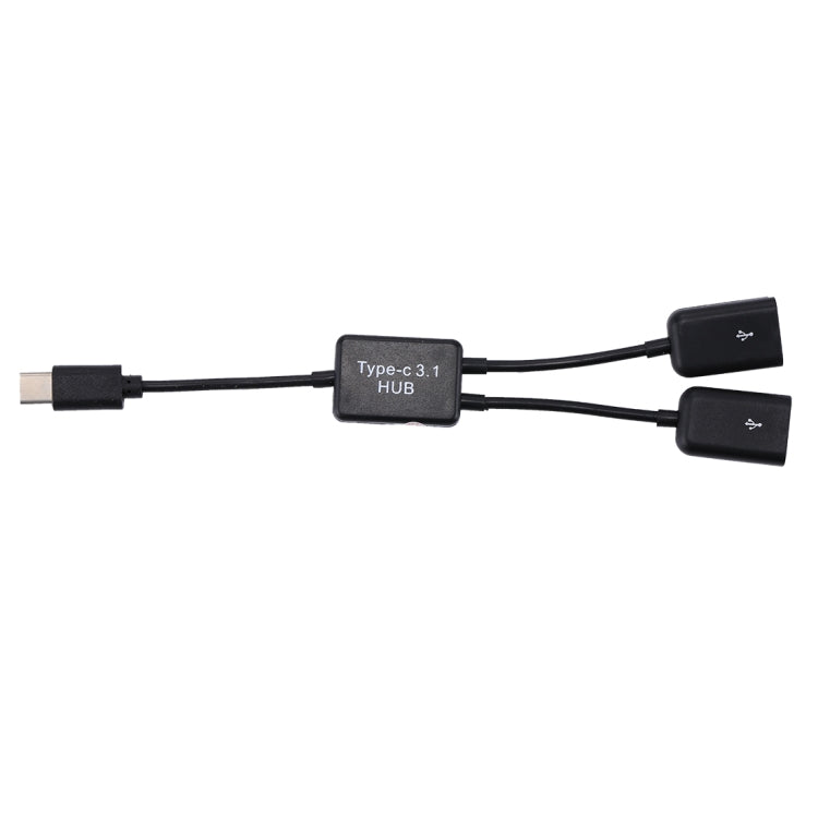 USB-C Male to Dual USB Ports Female HUB Adapter for Multi-Device Connectivity