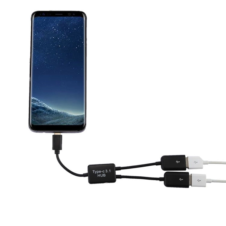 USB-C Male to Dual USB Ports Female HUB Adapter for Multi-Device Connectivity