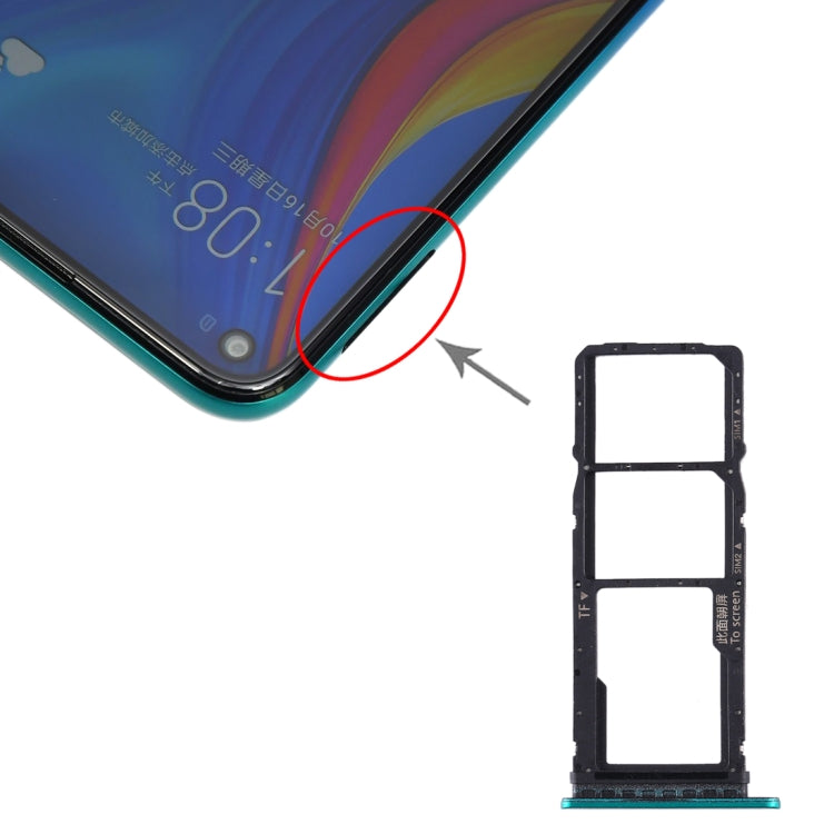Replacement SIM Card Tray Set with Micro SD Card Tray for Huawei Enjoy 10 / Honor Play 3 (Green)