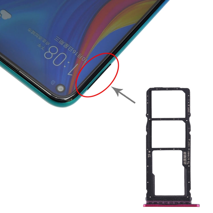 Huawei Enjoy 10 / Honor Play 3 SIM Card and Micro SD Card Tray (Purplish Red)