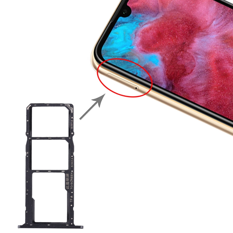 SIM Card Tray and Micro SD Card Tray Set for Huawei Honor Play 3e (Black)