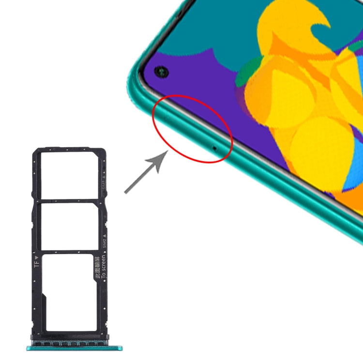 Green SIM Card Tray, SIM Card Tray, and Micro SD Card Tray for Huawei Honor Play 4T