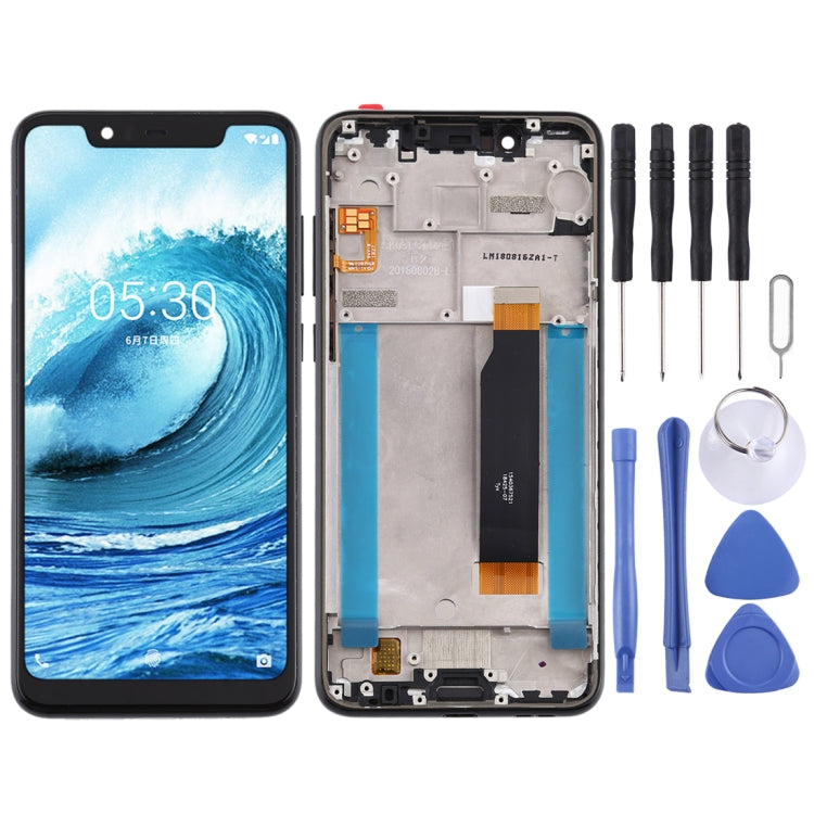 Replacement LCD Screen and Touch Digitizer with Frame for Nokia 5.1 Plus (Black)