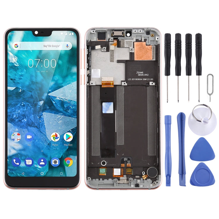LCD Screen and Digitizer Full Assembly with Frame for Nokia 7.1 - Silver