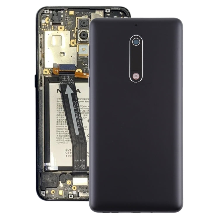 Nokia 5 Back Cover Replacement with Power and Volume Button Flex Cable and Camera Lens Cover (Black)