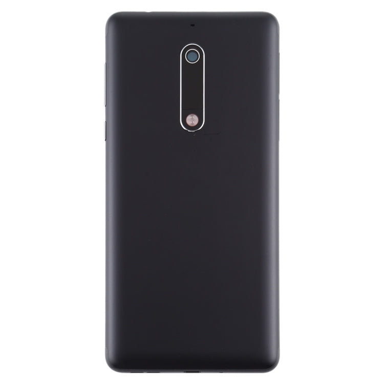 Nokia 5 Back Cover Replacement with Power and Volume Button Flex Cable and Camera Lens Cover (Black)