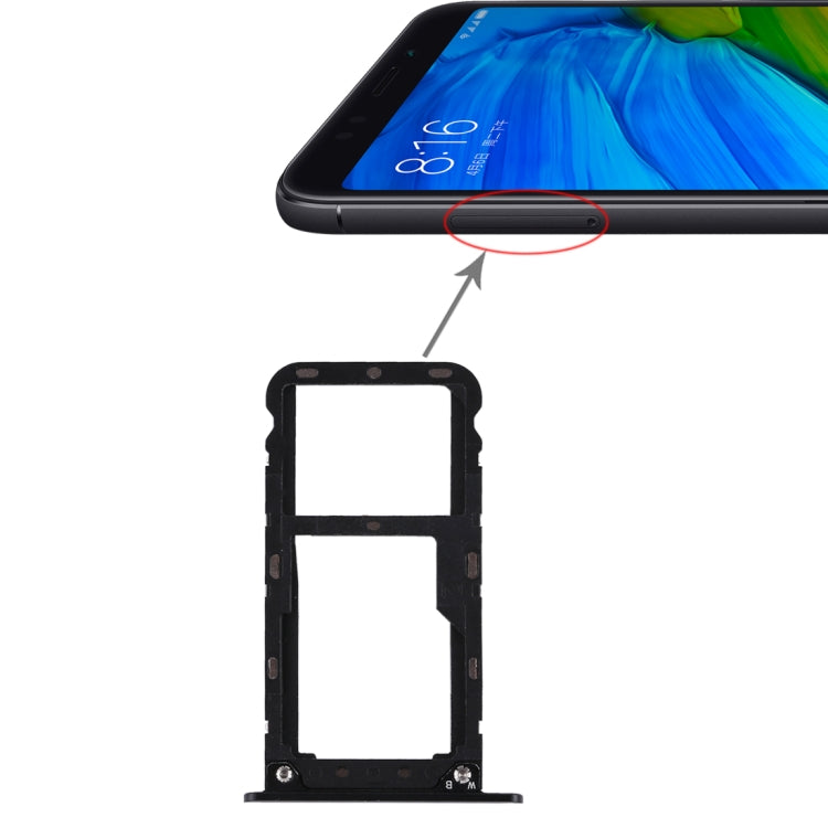 Dual SIM Card and Micro SD Card Tray for Xiaomi Redmi 5 Plus (Black)