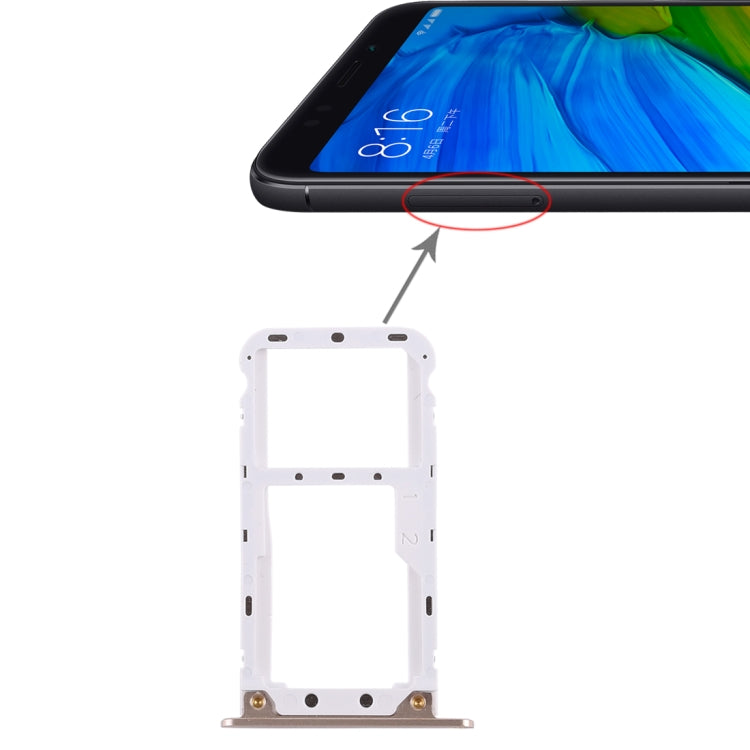 Gold SIM Card and Micro SD Card Tray for Xiaomi Redmi 5 Plus