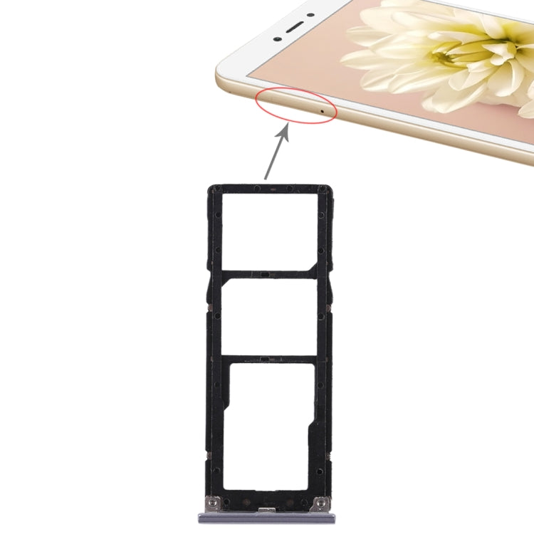 2 SIM Card Tray + Micro SD Card Tray Combo for Xiaomi Redmi Note 5A (Grey)