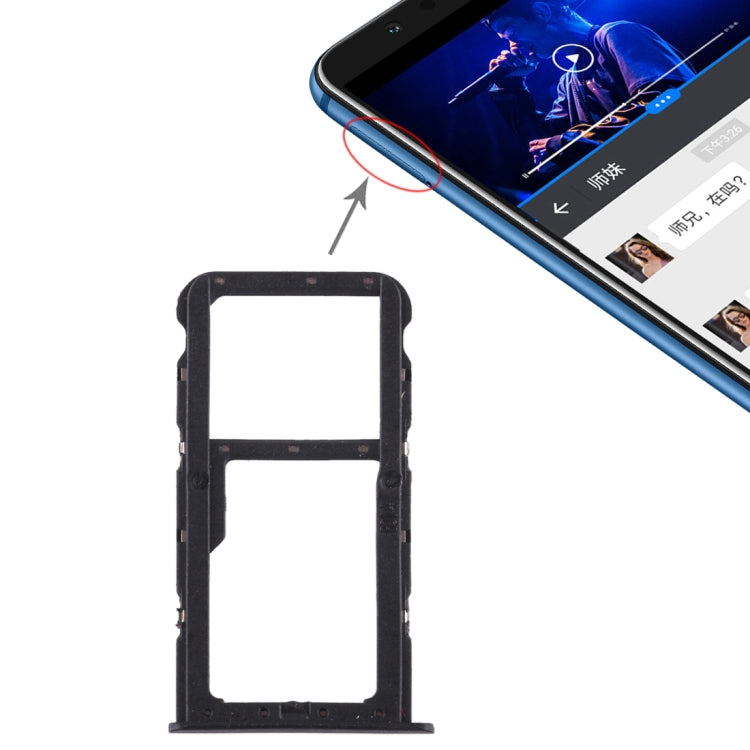 SIM Card Tray + Micro SD Card Tray for Huawei Honor Play 7X (Black)