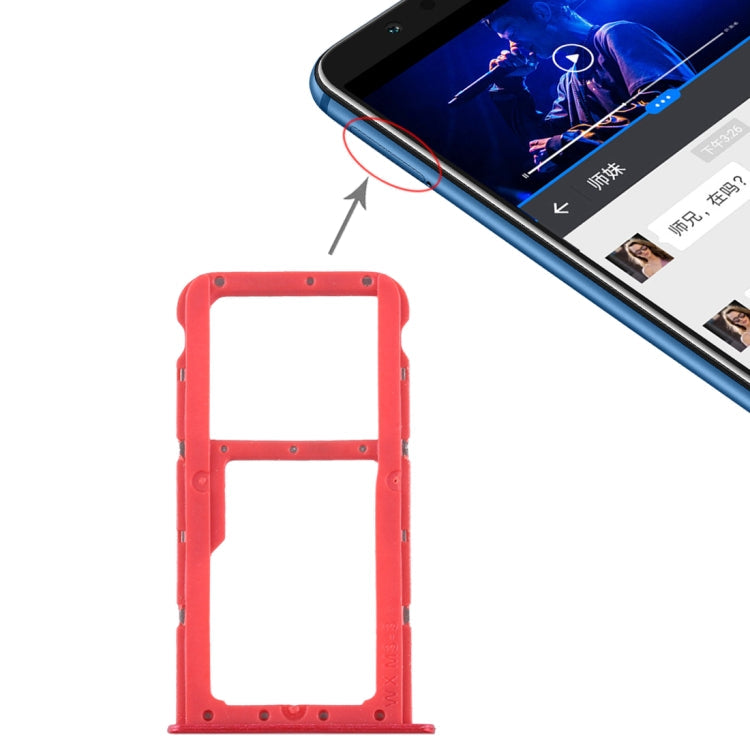 SIM Card Tray + Micro SD Card Tray for Huawei Honor Play 7X (Red)