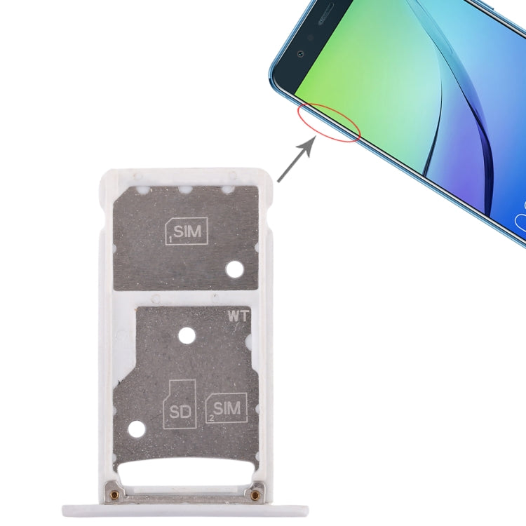 2 Sim Card and Micro SD Card Tray for Huawei Enjoy 6/AL00 (White)