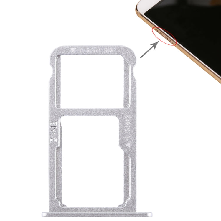 Huawei G9 Plus SIM Card and Micro SD Card Tray Set - Silver