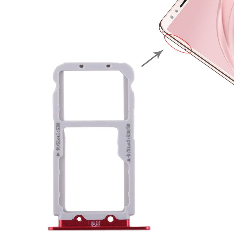 Red SIM Card Tray and Micro SD Card Tray for Huawei Nova 2s
