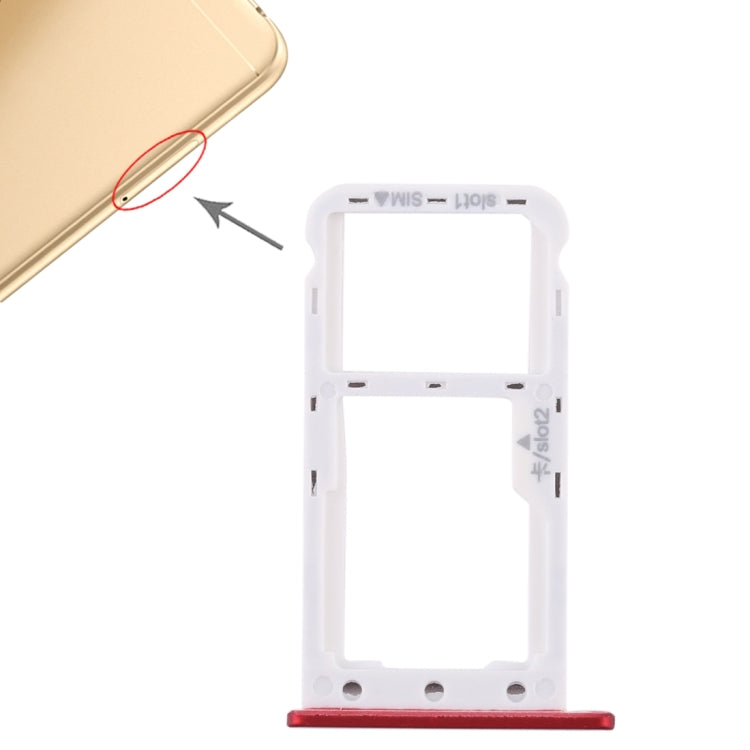 SIM Card Tray + Micro SD Card Tray for Huawei Enjoy 7 - Red