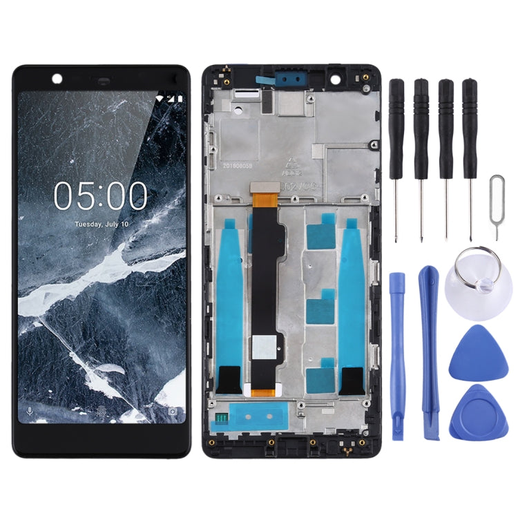 Black LCD Screen and Digitizer Assembly with Frame for Nokia 5.1 TA-1061 TA-1075 TA-1076 TA-1088 TA-1081