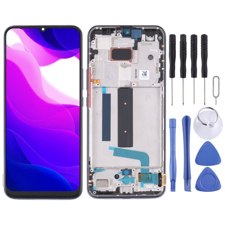 AMOLED LCD Screen and Digitizer Full Assembly with Frame for Xiaomi Mi 10 Lite 5G (Black)
