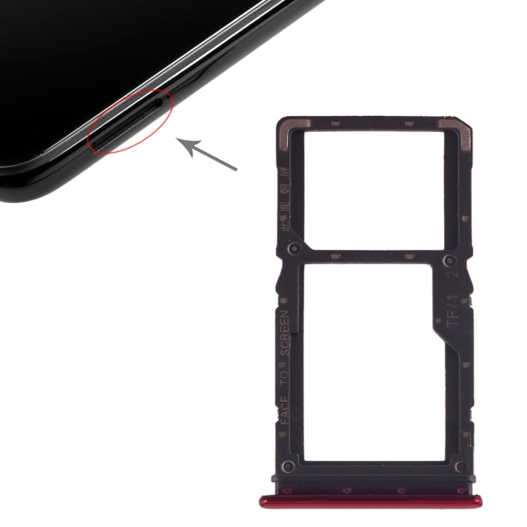 SIM Card Tray and Micro SD Card Tray Replacement for Xiaomi Redmi Note 7/Note 7 Pro - Red