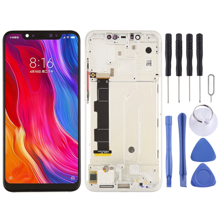 Xiaomi Mi 8 LCD Screen and Digitizer Full Assembly with Frame & Side Keys - Silver
