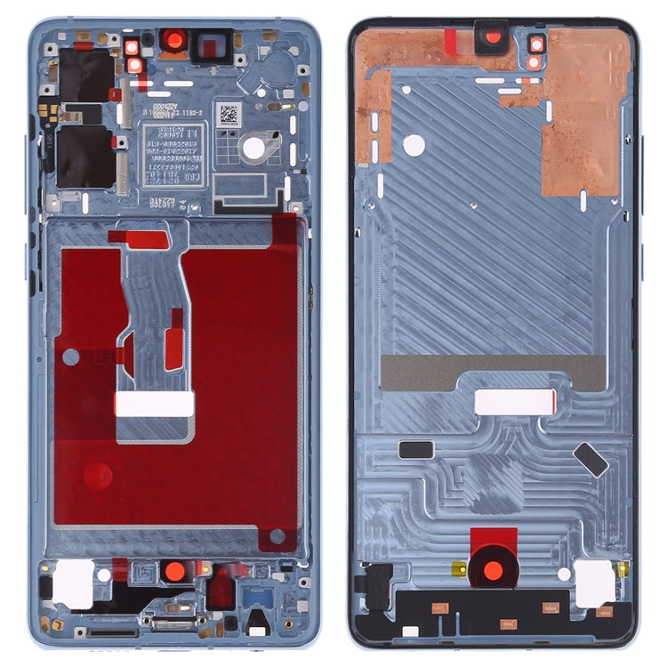 Front Housing LCD Frame Bezel Plate with Side Keys for Huawei P30 in Baby Blue Color