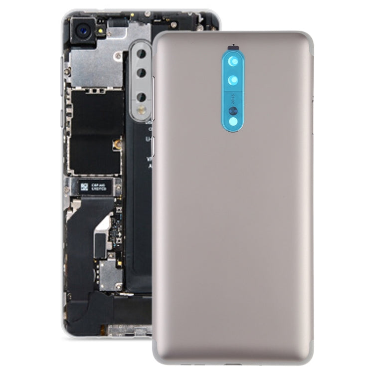 Gold Battery Back Cover with Camera Lens & Side Keys for Nokia 8