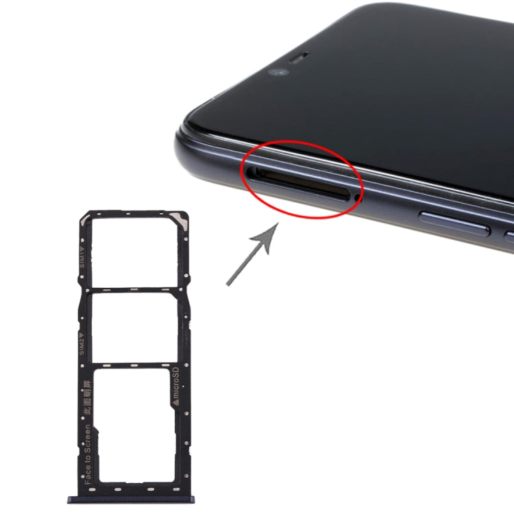 Replacement SIM Card Tray, Micro SD Card Tray for Realme 2 - Black