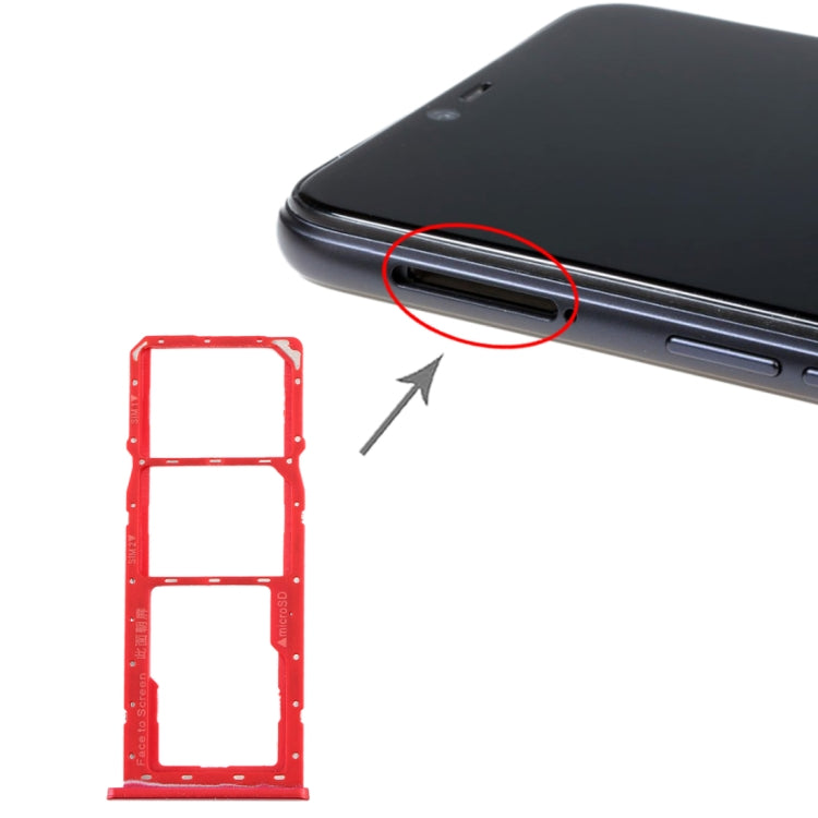 SIM Card Tray Set with Micro SD Card Tray for Realme 2 (Red)