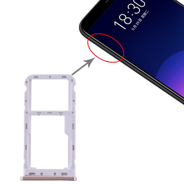 SIM Card Tray + SIM / Micro SD Card Tray for Meizu M6T(Pink)