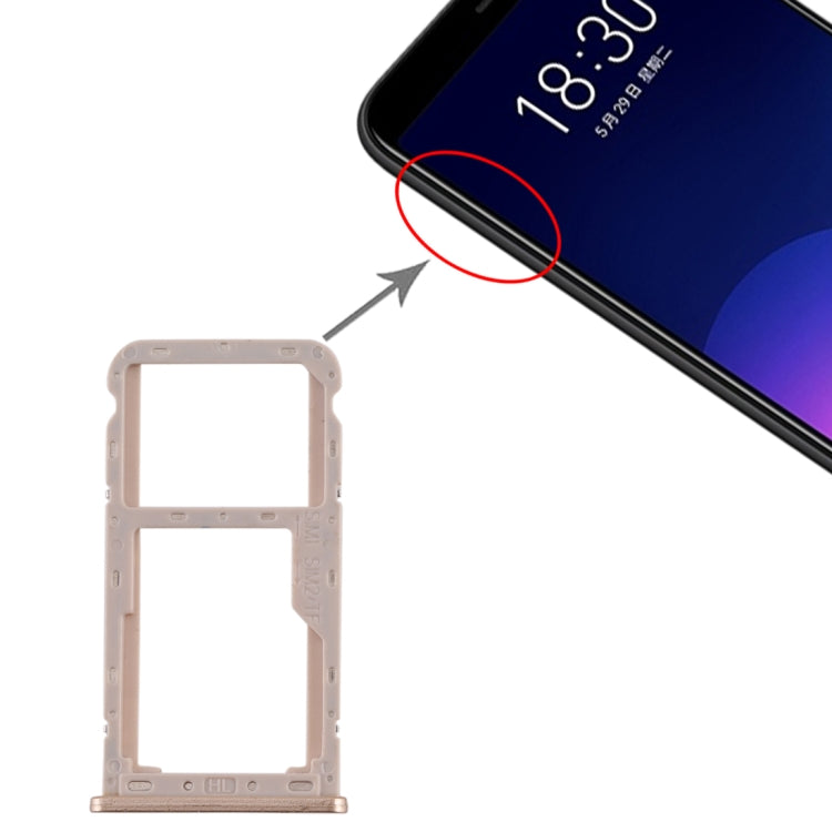 SIM Card Tray + SIM / Micro SD Card Tray for Meizu M6T(Gold)