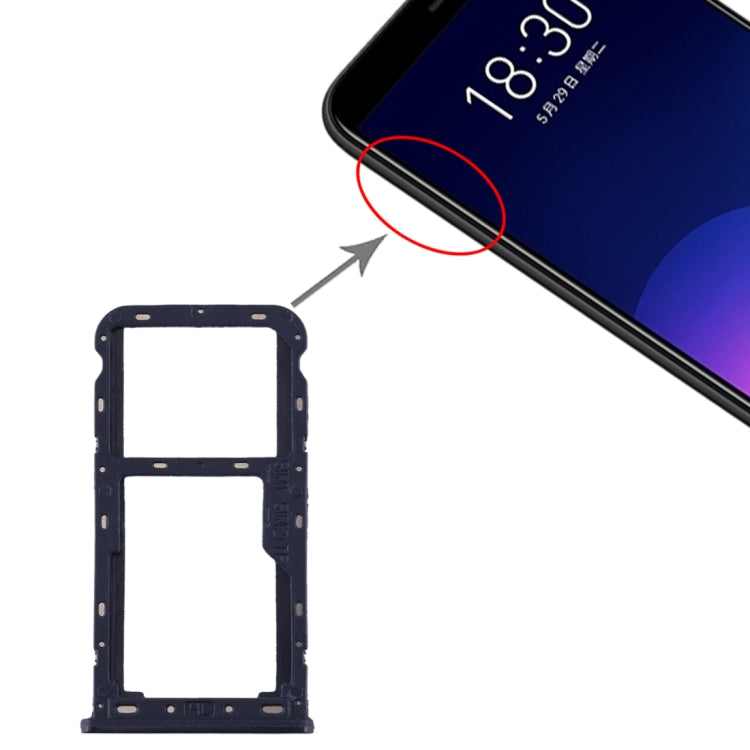 SIM Card Tray + SIM / Micro SD Card Tray for Meizu M6T(Blue)