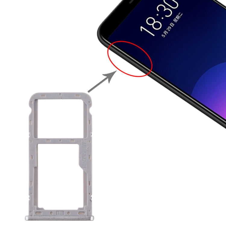SIM Card Tray + SIM / Micro SD Card Tray for Meizu M6T(Silver)