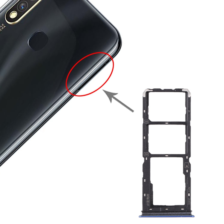 SIM Card Tray, SIM Card Holder, and Micro SD Card Tray Set for vivo Y5s (Blue)