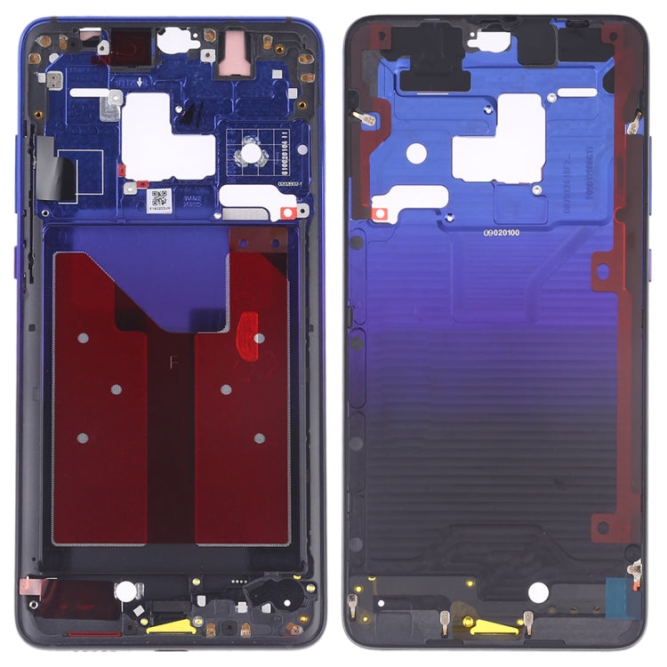 Front Housing LCD Frame Bezel Plate with Side Keys for Huawei Mate 20 in Twilight Blue