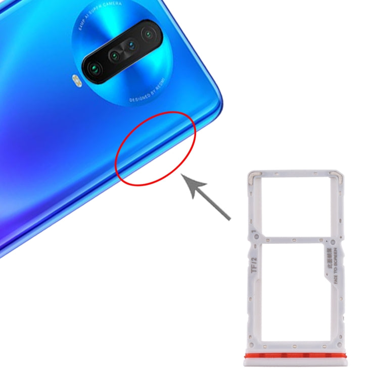 SIM Card Tray + SIM / Micro SD Card Tray for Xiaomi Redmi K30 4G(White)