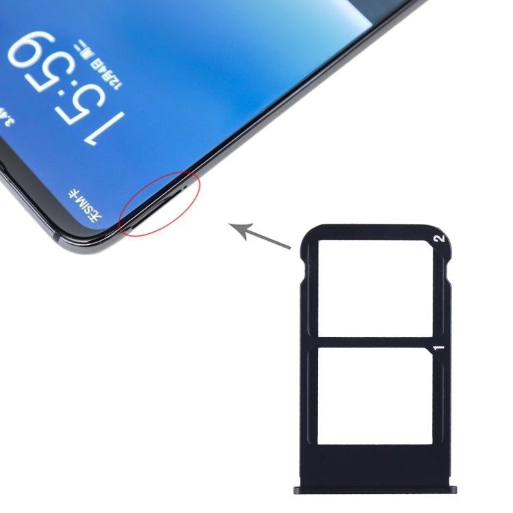 SIM Card Tray + SIM Card Tray for Meizu 16 Plus (Black) - Replacement Part