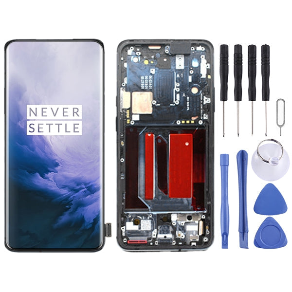 OnePlus 7 Pro AMOLED LCD Screen and Digitizer Assembly (Black) with Frame