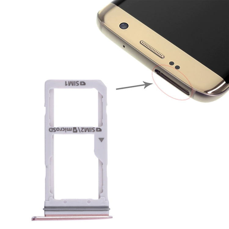 Pink Replacement 2 SIM Card Tray / Micro SD Card Tray for Galaxy S7 Edge
