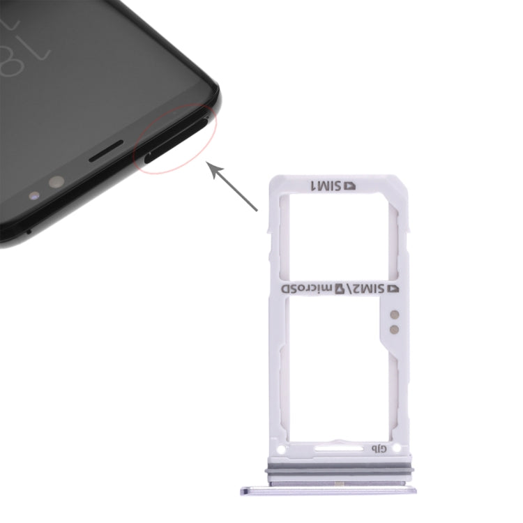 Dual SIM Card and Micro SD Card Tray for Samsung Galaxy S8 / S8+ (Grey)