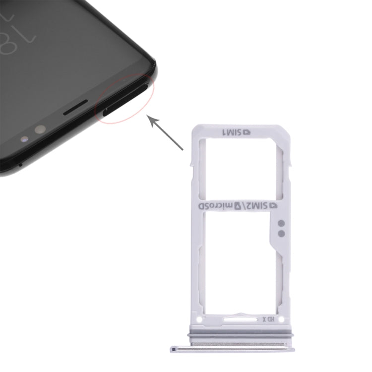 Dual SIM Card Tray and Micro SD Card Tray for Galaxy S8 / S8+ (Silver)