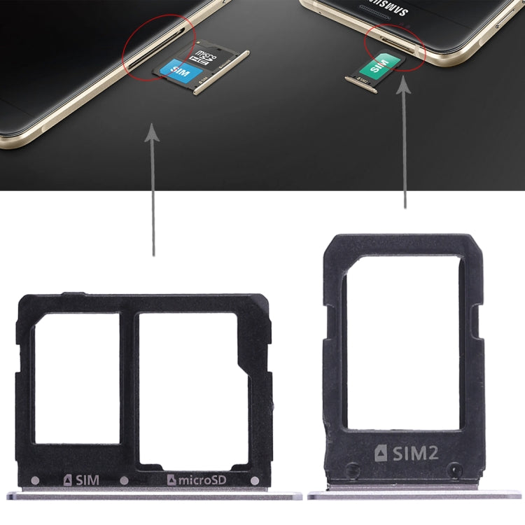 2 SIM Card Tray and Micro SD Card Tray Replacement Set for Galaxy A5108 / A7108 (Grey)