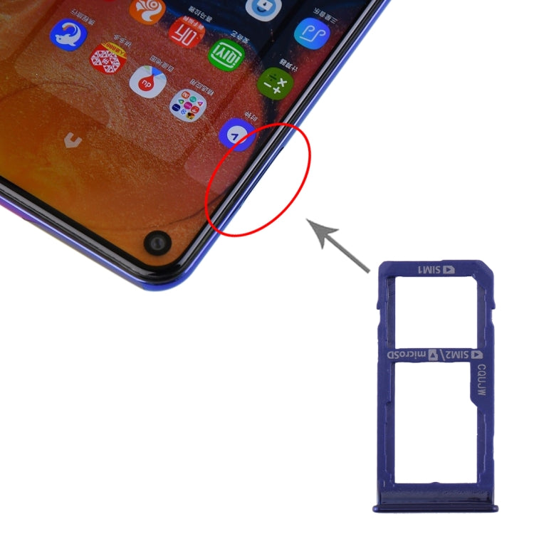 SIM Card Tray and Micro SD Card Tray Replacement for Samsung Galaxy A60 - Blue