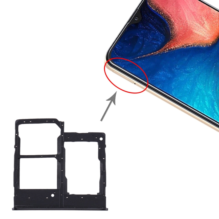 Triple SIM Card and Micro SD Card Tray for Samsung Galaxy A20e (Black)