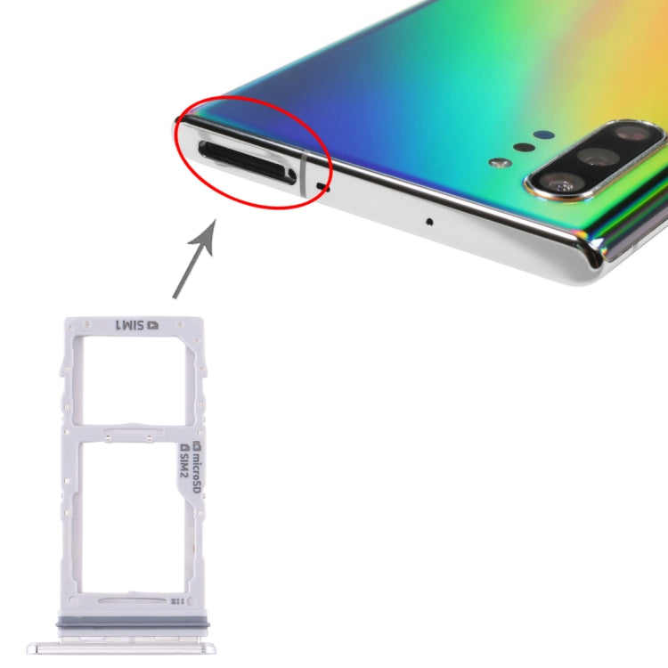 SIM Card Tray and Micro SD Card Tray Replacement for Samsung Galaxy Note10+ (White)