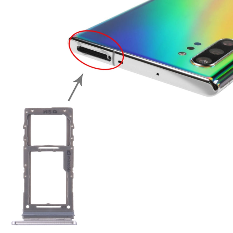 Replacement SIM Card and Micro SD Card Tray for Samsung Galaxy Note10+ (Grey)
