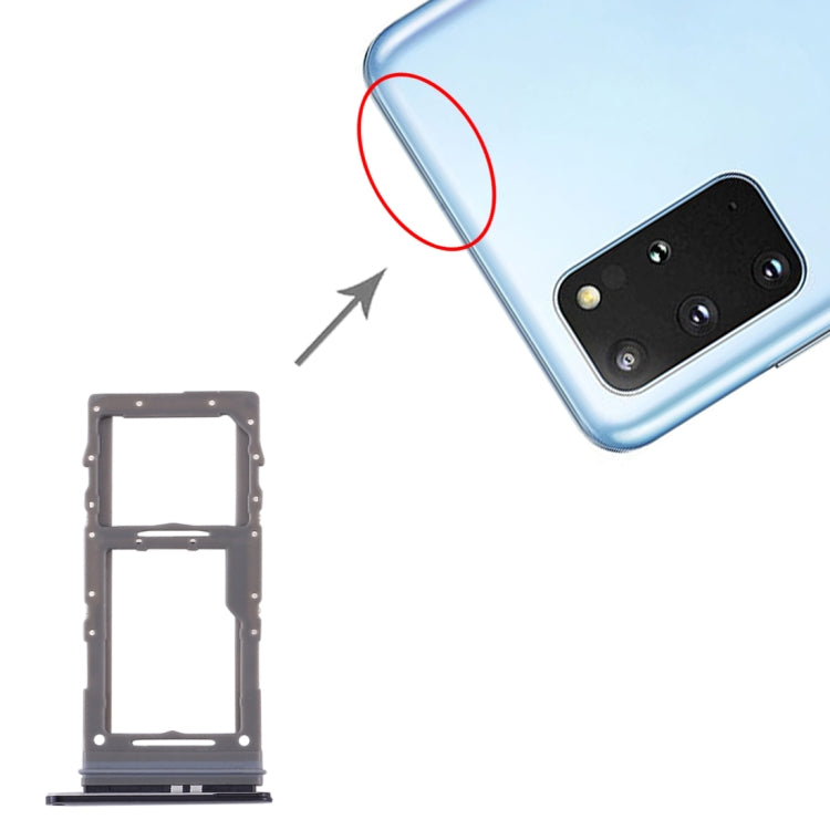 SIM Card Tray + Micro SD Card Tray for Samsung Galaxy S20+ / Galaxy S20 Ultra(Black)
