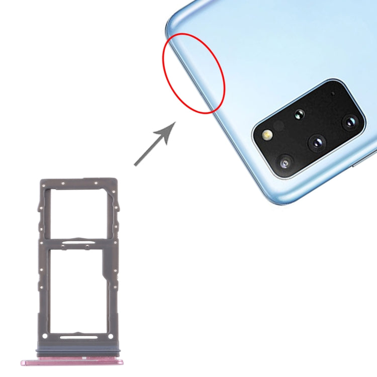 SIM Card Tray + Micro SD Card Tray for Samsung Galaxy S20+ / Galaxy S20 Ultra(Pink)